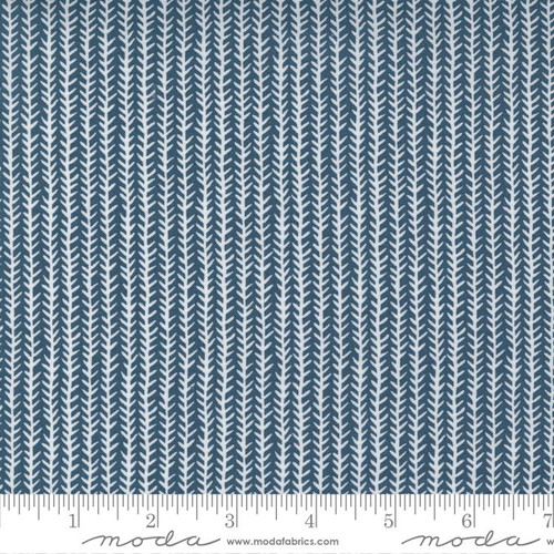 Moda Fabric - Flower Pot - Lella Boutique - Sprout Stripe Chevron Herringbone - Navy #5165 17