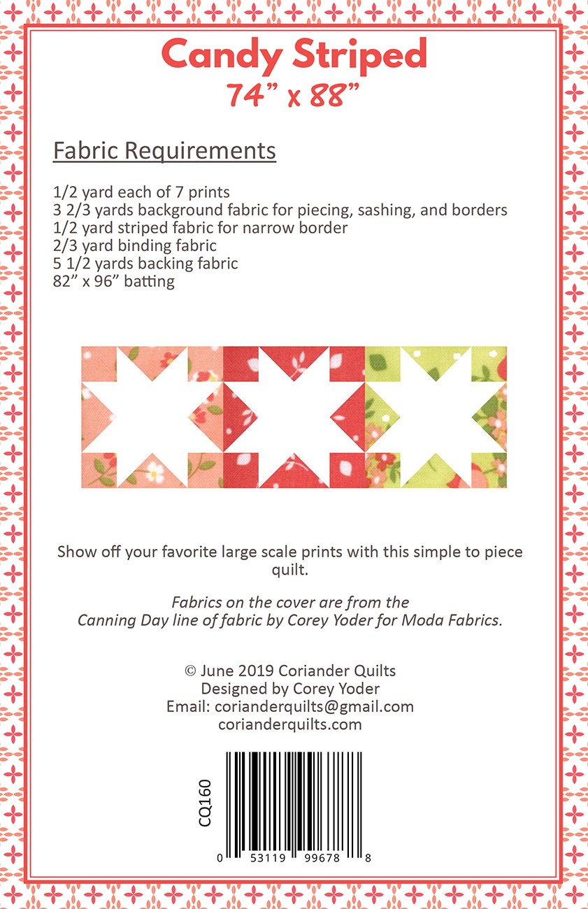 Coriander Quilts by Corey Yoder Quilt Pattern Candy Striped CarefullyCrafted