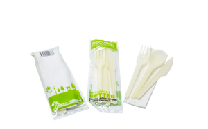 Biodegradable cutlery pack Fork + Knife + spoon + Napkin