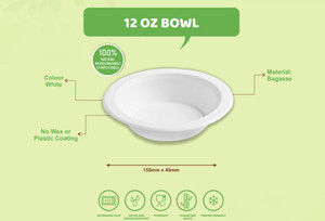 12oz Round Bowl Sugarcane