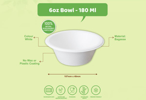 6oz Round Bowl Sugarcane