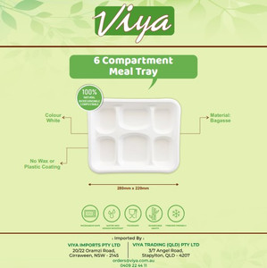6 Compartment Sugarcane Meal Tray