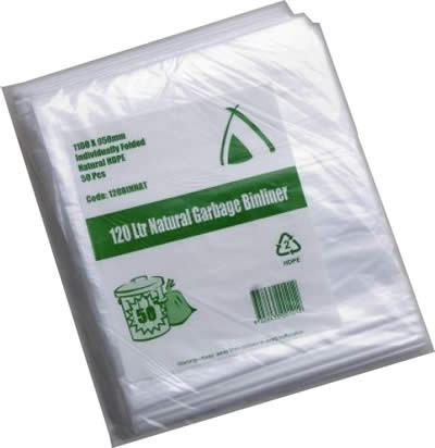 120L clear LDPE garbage bag