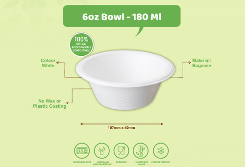 6oz Round Bowl Sugarcane