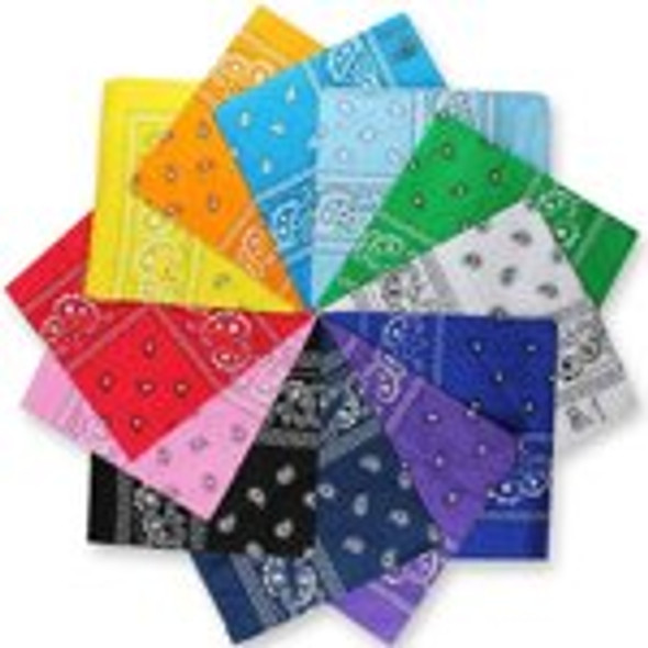 Lot Of 12 100% Cotton Paisley Print Scarf Bandanas Head Wrap Wristband
