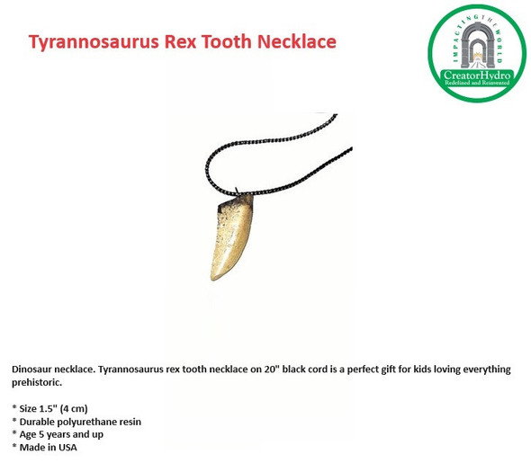 Tyrannosaurus rex tooth necklace | Dinosaur necklace | Size 1.5 Inch