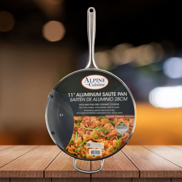 Aluminum Sauté Pan with Grey Ceramic Coating and Lid – 11 Inch Aluminum Sauté Pan with Grey Ceramic Coating and Lid – 11 Inch