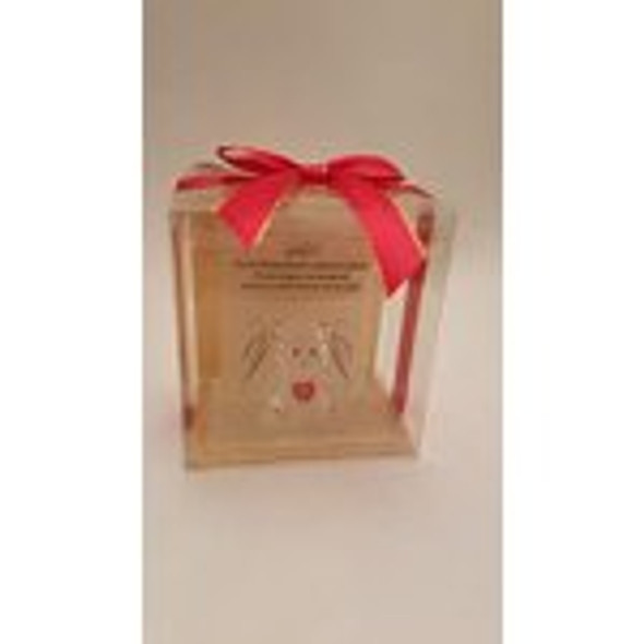 for The Loving Sister: a Clear See Thru Teddy Bear Figurine with a Heart in The Middle Nice red Ribbon with Gold Color Trim