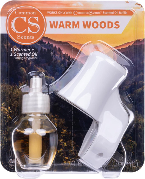 Warm Woods Plug-in Essential Oil Diffuser Set, 2 Warmer and 2 Scented Oil, Home Fragrance Aromatherapy Kit