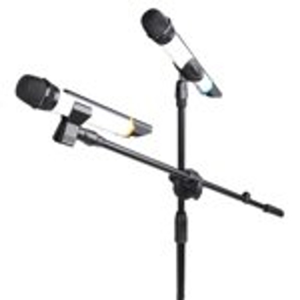 360-degree Rotating Microphone Stand Dual Mic Clip Boom Arm Foldable Tripod