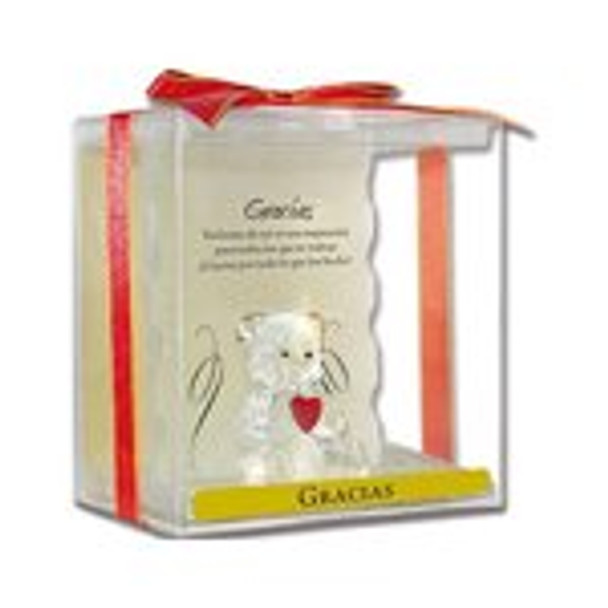 Bear Model Thank You Glass Bear on a Pedestal with a Red Heart and a Special Phrase to Thank You and Make Someone Feel Special Decorative Gift to Say Thank You