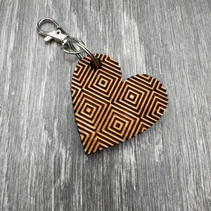 Heart Keychain - Radiating Squares Heart Keychain - Radiating Squares