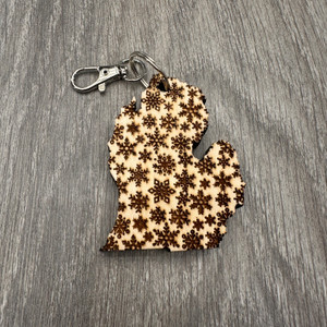 Snowflake Design Michigan Keychain (2.5x2) Snowflake Design Michigan Keychain (2.5x2)