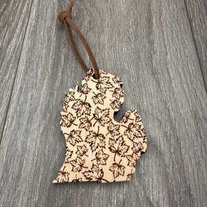 Leaves Design Michigan Shaped Ornament Leaves Design Michigan Shaped Ornament