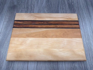 Large Elm Cutting Board w/ Wenge/Bubinga Stripes (12X16) Large Elm Cutting Board w/ Wenge/Bubinga Stripes (12X16)