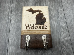 "Welcome" Michigan Theme Key Holder (2 Hook)