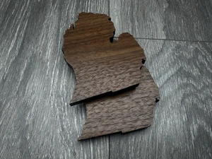 State of Michigan Shaped Coasters (Walnut)