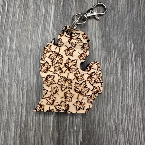 Leaves Design Michigan Keychain (2.5x2) Leaves Design Michigan Keychain (2.5x2)