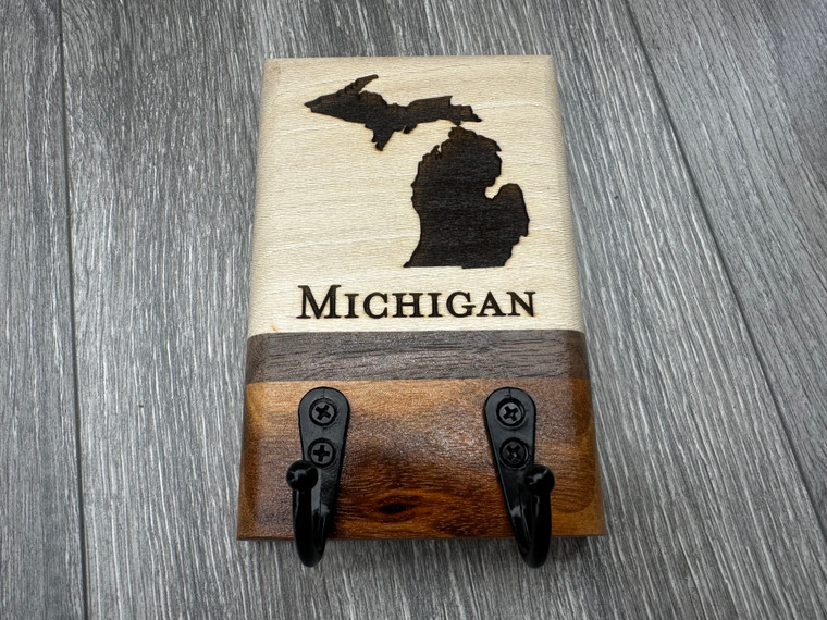 "Michigan" Key Holder (2 Hook) - Design 1