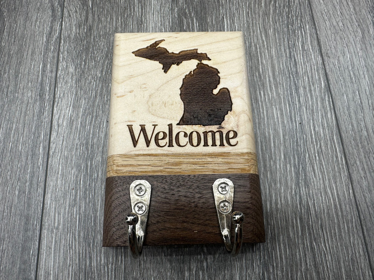 "Welcome" Michigan Theme Key Holder (2 Hook)
