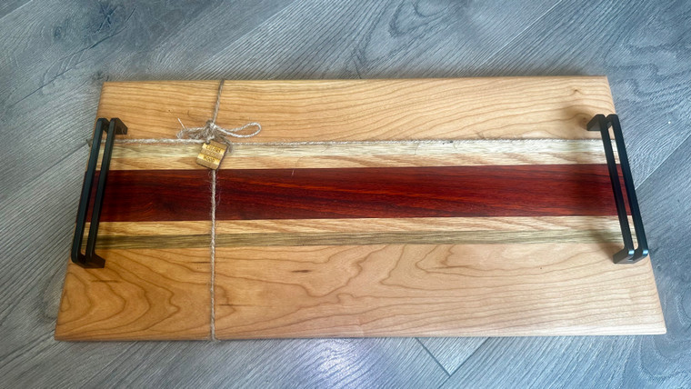 Large Striped Serving Tray (Padauk) - Design 2