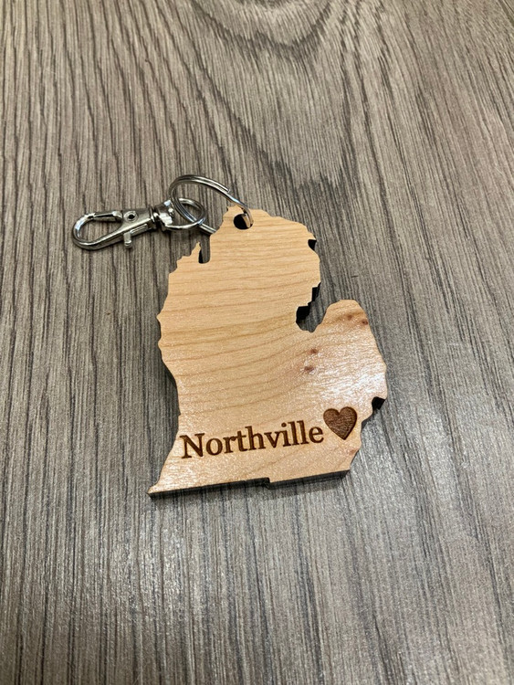 "Northville" Michigan Keychain (with heart) (2.5x2)