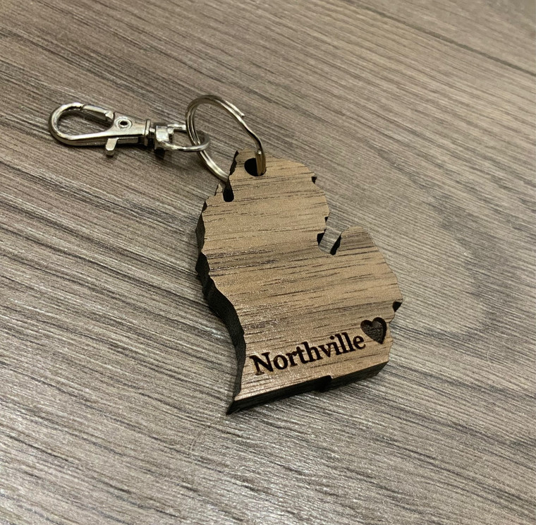 "Northville" Michigan Keychain (with heart) (2x1.5)