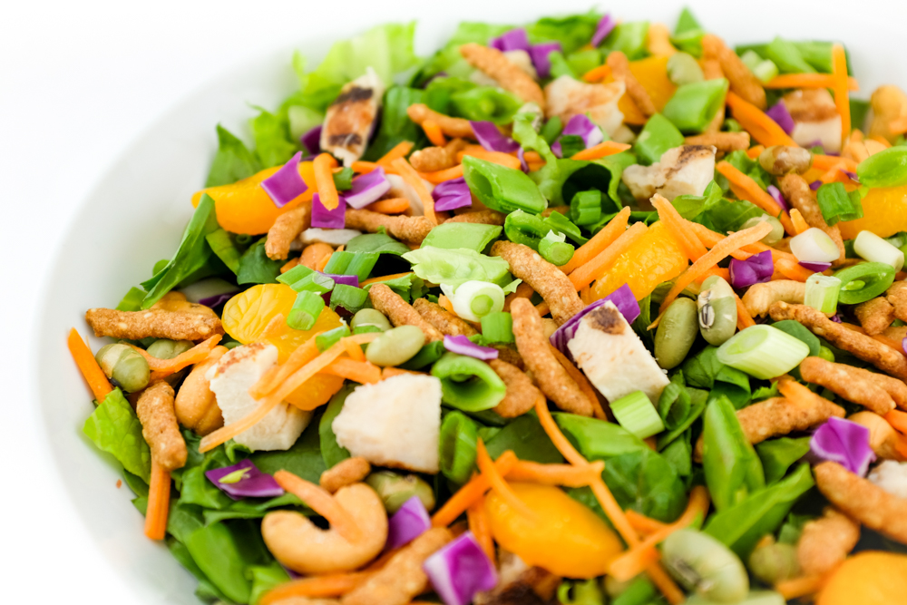 salad with dried bits and cheese