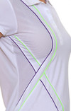 EP Sport Women's Prismatic Piped Mesh Blocked Golf Polo Shirt