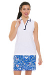 EP Pro NY Women's Beyond Blue White Y-Neck Golf Sleeveless Polo