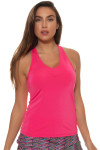 V-Neck Tennis Tank with Built-in Bra-Shocking Pink