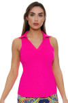 AB SPORT Heather Hot Pink UV 40+ Racerback Sleeveless Polo