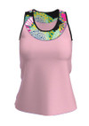 Allie Burke Women's Neon Pink Japanese Garden U-Neck Tennis Tank