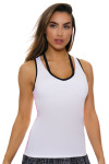 Lucky In Love Women's Off The Charts V-Neck Cut Out Tennis Tank