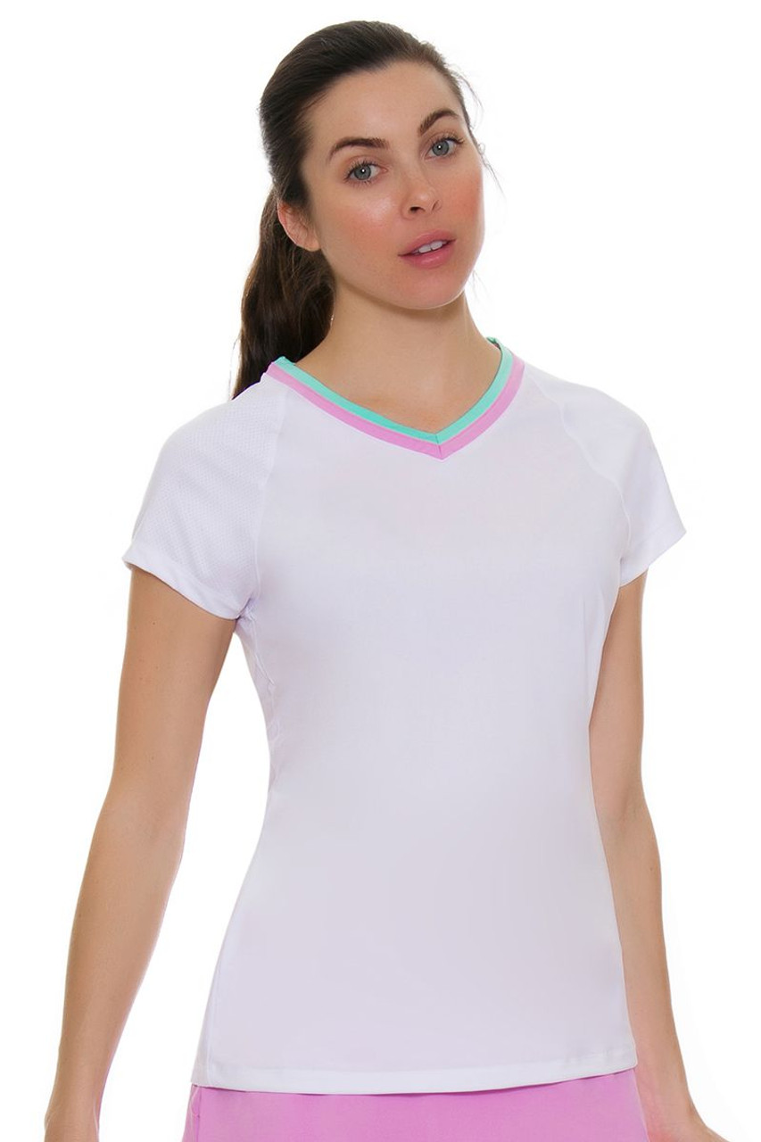 elleboog Eik Helder op Fila Women's Elite V-Neck Tennis Short Sleeve FT-TW181D64-101