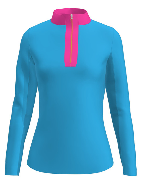 AB Sport Sky Blue Hot Pink UV 40 Sun Shirt (LS02-SKHP)
