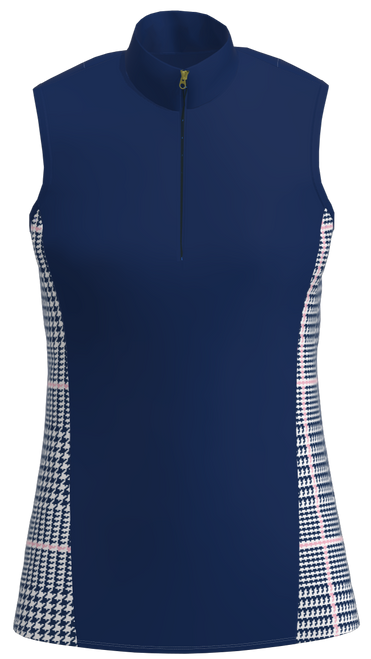 AB SPORT Navy Glen Plaid Women's Sleeveless Golf Shirt GP03-NGPLP