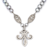 Silver Pearl Necklace W/grand Fleur Medallion