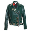 M7111- Gold Grommet Vegan Leather Motojacket Green