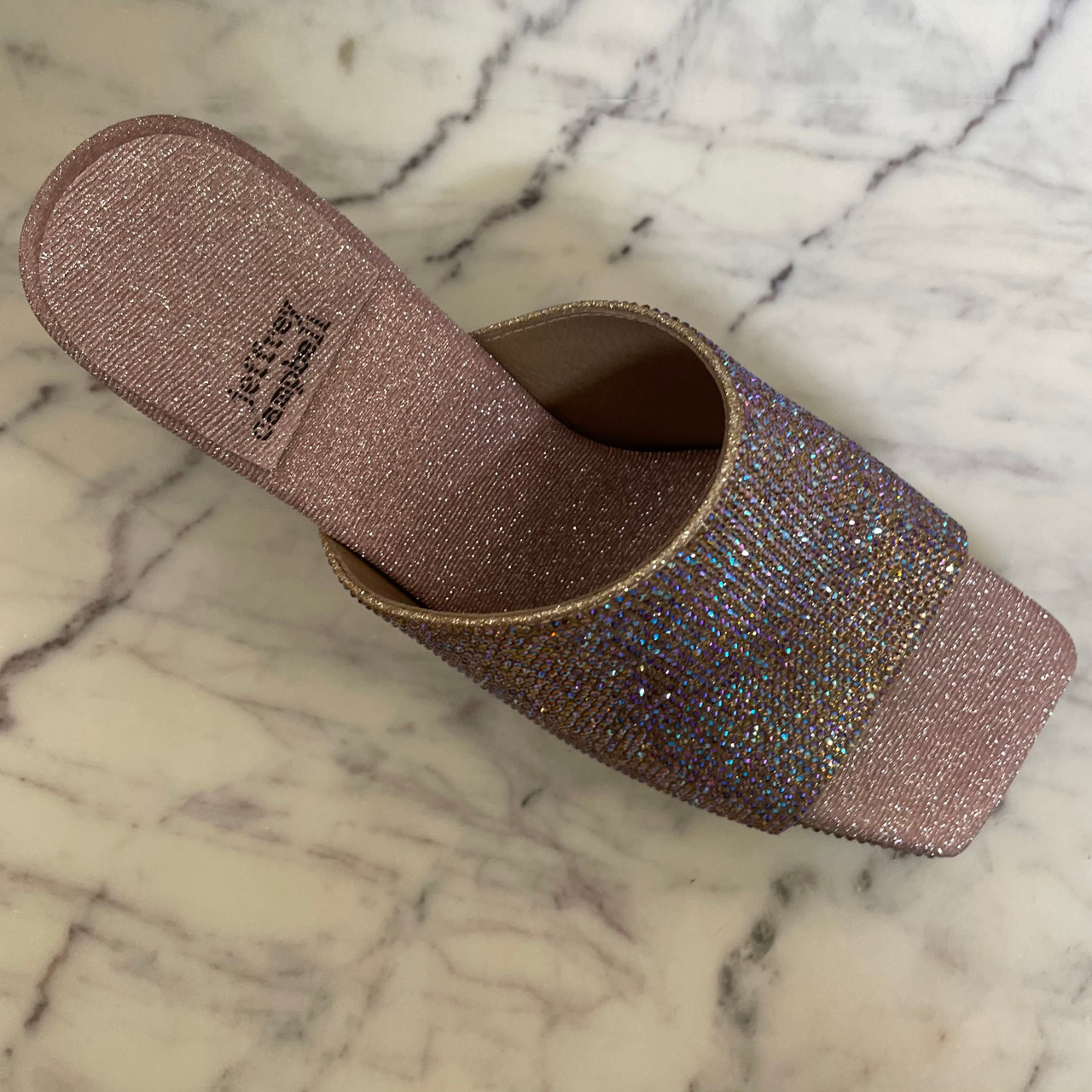 Buy RSTBEST Women's Sandals Glitter Mules Chunky Heels Slide Sandals  (GOLDEN, 4) at Amazon.in