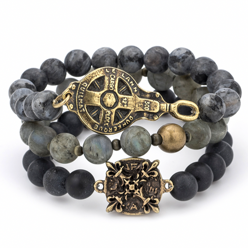 Charcoal Bracelet Set Brass