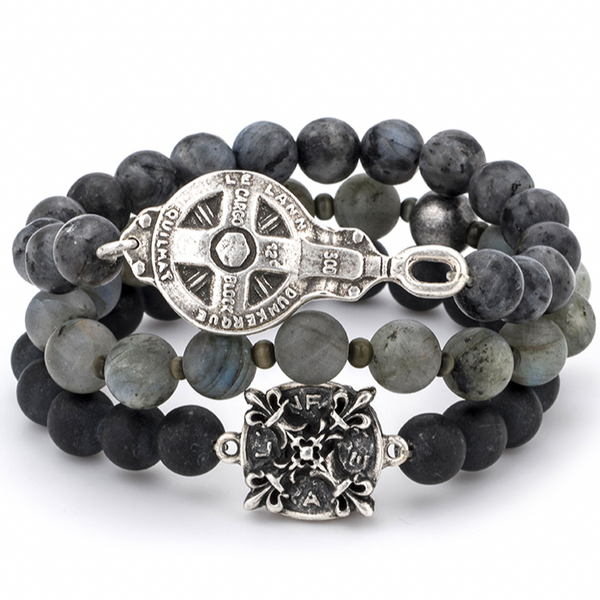 Charcoal Bracelet Set Silver