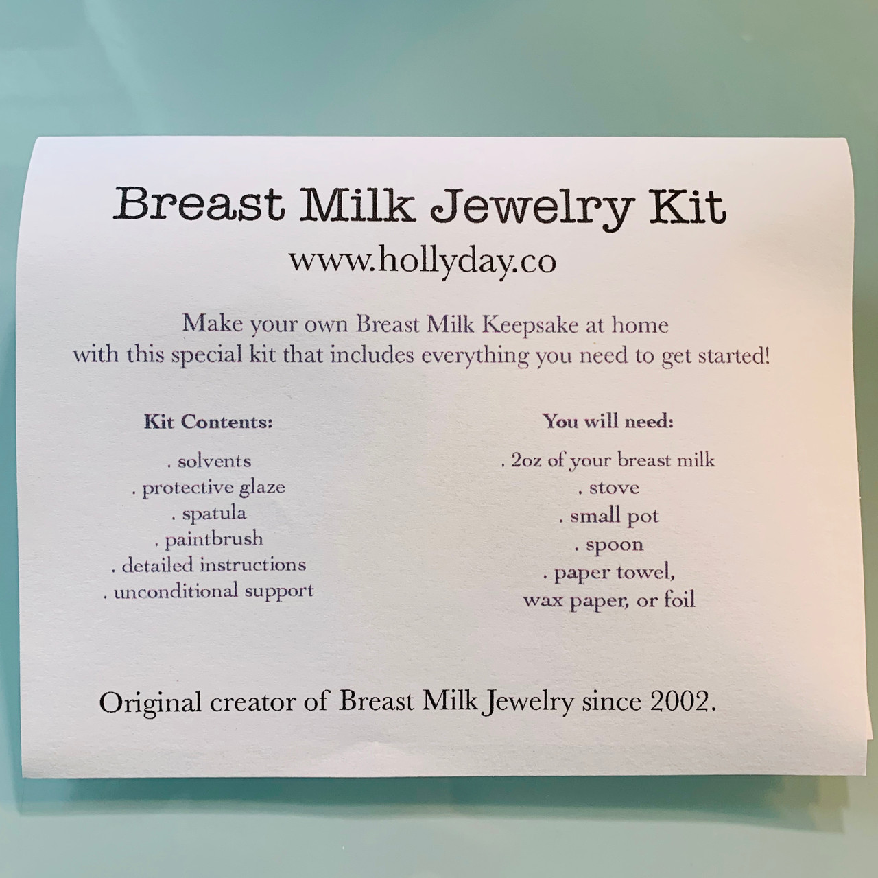 Breast milk jewelry kit 