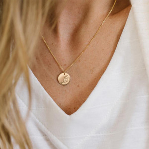 birth flower disc necklace birth flower disc necklace