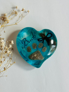 lock of hair & paw print ashes heart keepsake