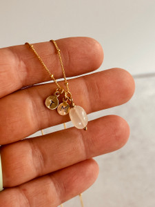 gold tiny initial tag