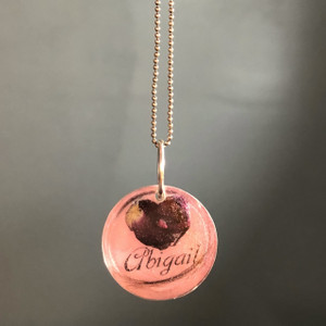 flower heart name pendant