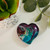 medium heart, deep technique using purple, green, blue, and red medium heart, deep technique using purple, green, blue, and red
