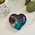 medium heart, deep technique using purple, green, blue, and red medium heart, deep technique using purple, green, blue, and red