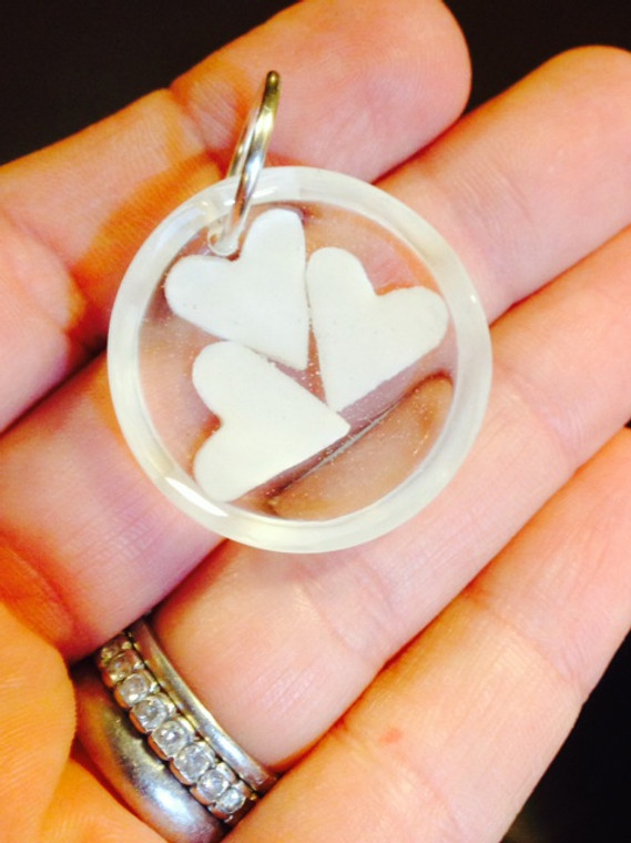 triple hearts breastmilk pendant